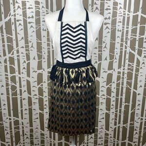 Max Studio Metallic Gold Ikat Printed Apron